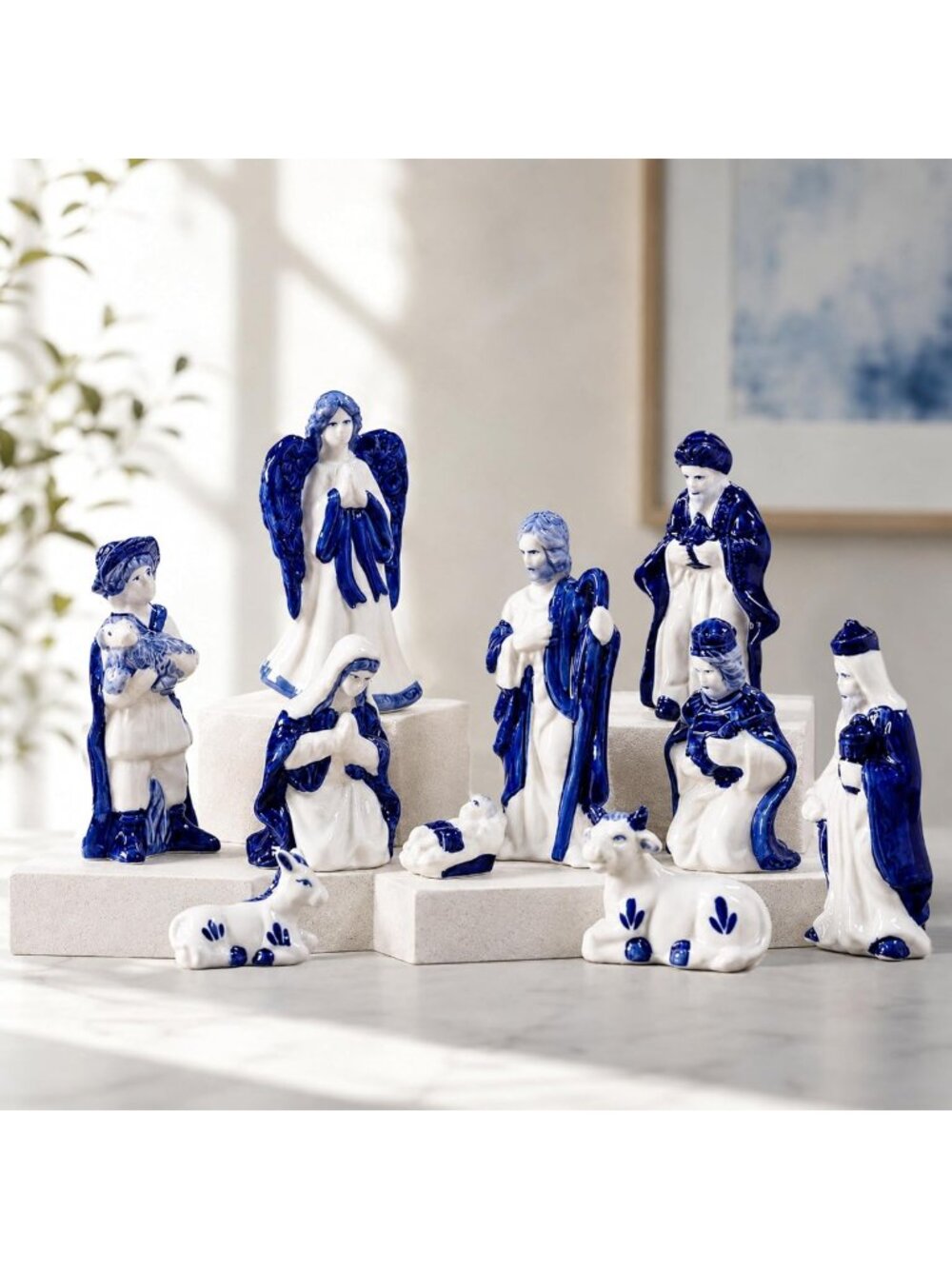 10-Piece Porcelain Nativity Scene Set - Elegant Christmas Decor for Holiday Joy